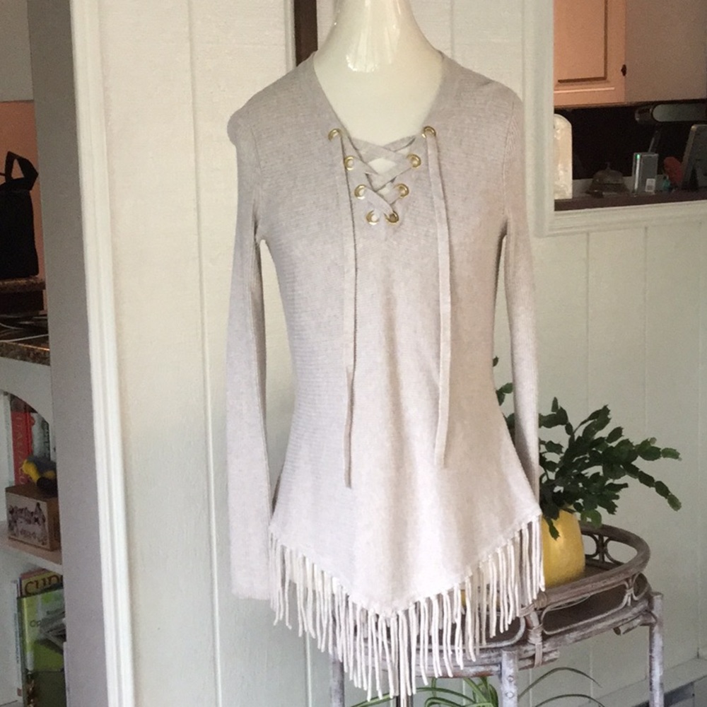 INC like new sweater with fringe.
